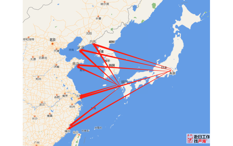 日本離中國哪個城市最近